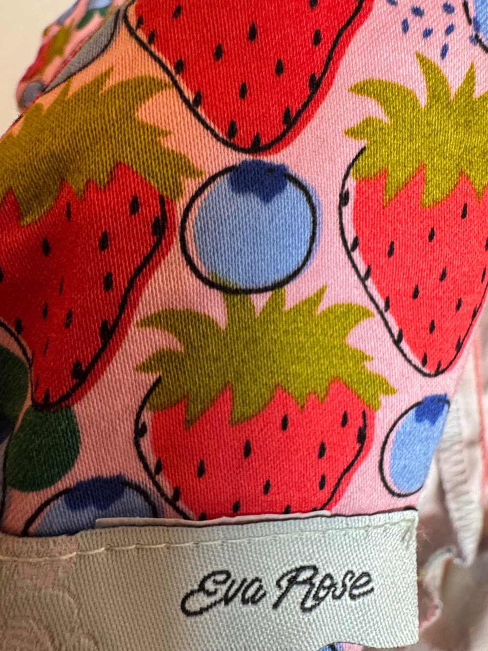 Eva Rose Strawberry Blueberry Dress Fit Flare Pockets Retro Pinup Rockabilly XL - Picture 5 of 6